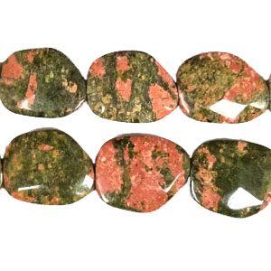 UNAKITE FACETED PEAR FREEFORM 23X28MM